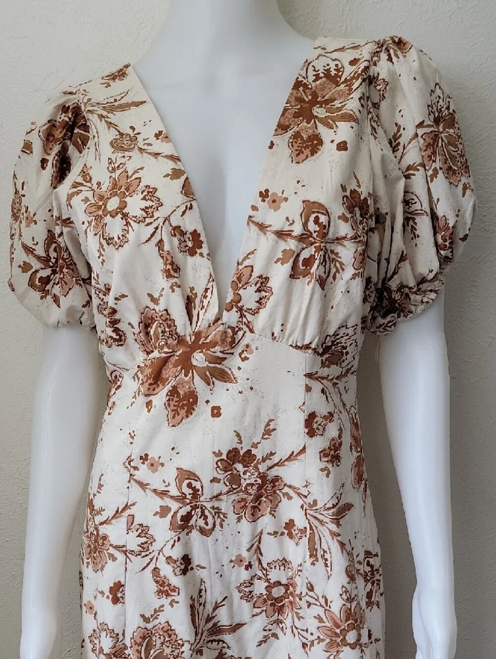 Abercrombie & Fitch Floral Maxi Dress Puff Sleeve Cottage Boho Hippie